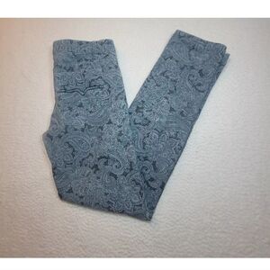 Prana Pants Womens 8 Blue Paisley Corduroy Skinny Low Rise